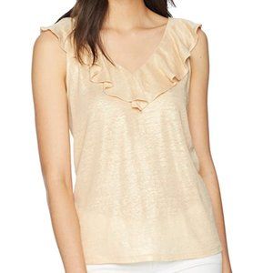 LILLY PULITZER Alessa NWOT sand dune color ruffled neckline shimmery tank top